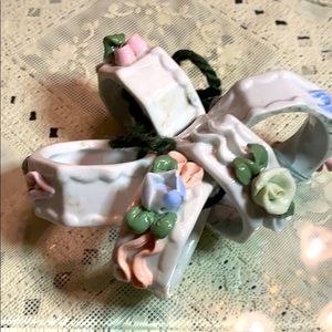 Porcelain Napkins Rings Set Of 4